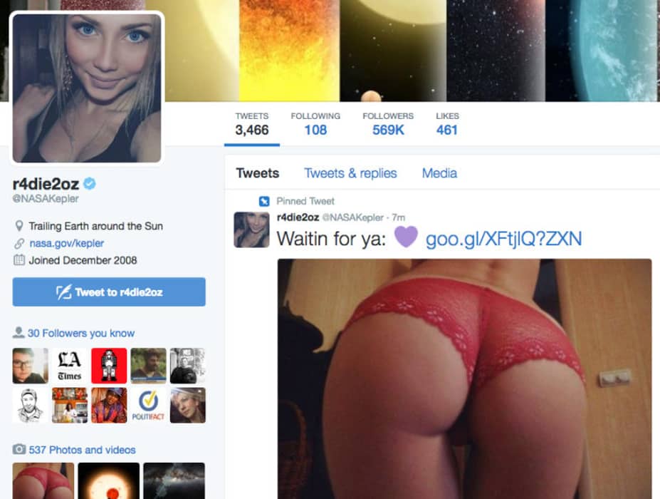 Bot Hacks NASA And Tweets Pic Of Woman's Ass In Red Lingerie - LADbible