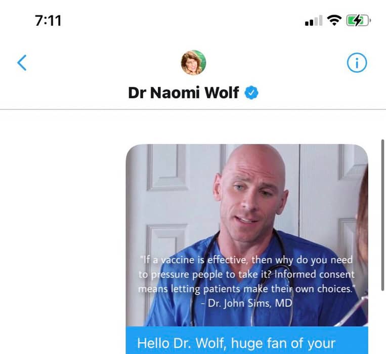 Johny Sins Porn Movies - Naomi Wolf Tricked Into Sharing Fake Anti-Vax Quote With Photo Of Adult  Star Johnny Sins