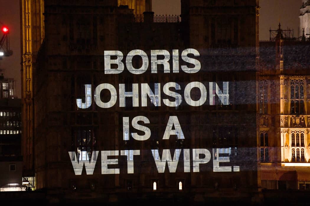 Youtubers Project Boris Johnson Is A Wet Wipe Onto Houses Of Parliament Ladbible