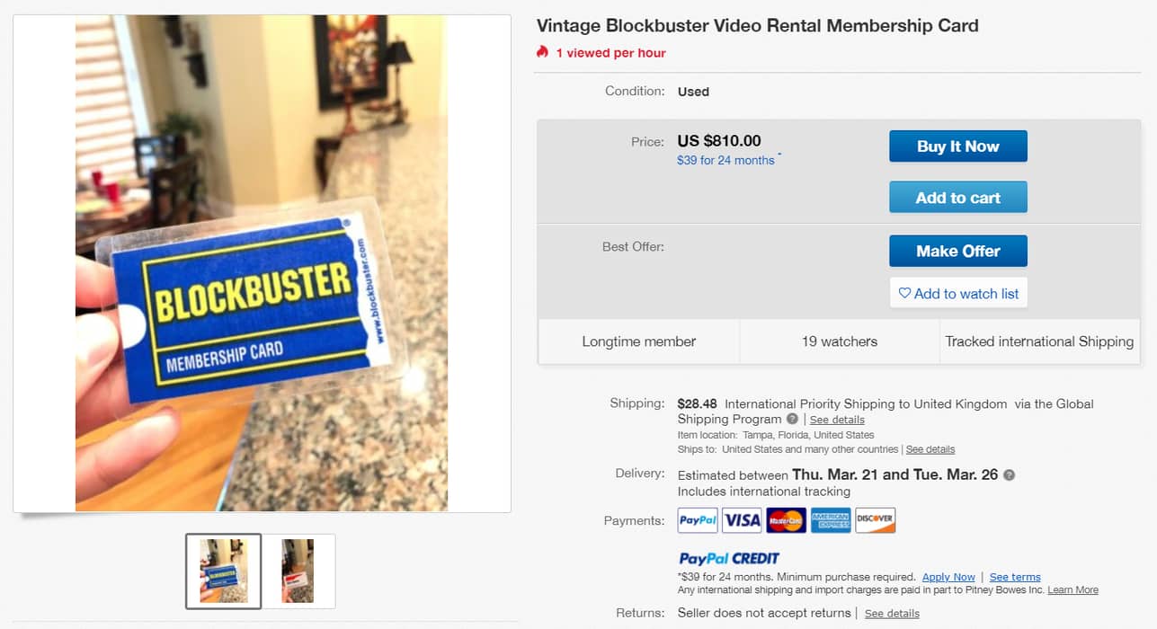 Someone S Listed A Vintage Blockbuster Membership Card For 810 On Ebay Ladbible