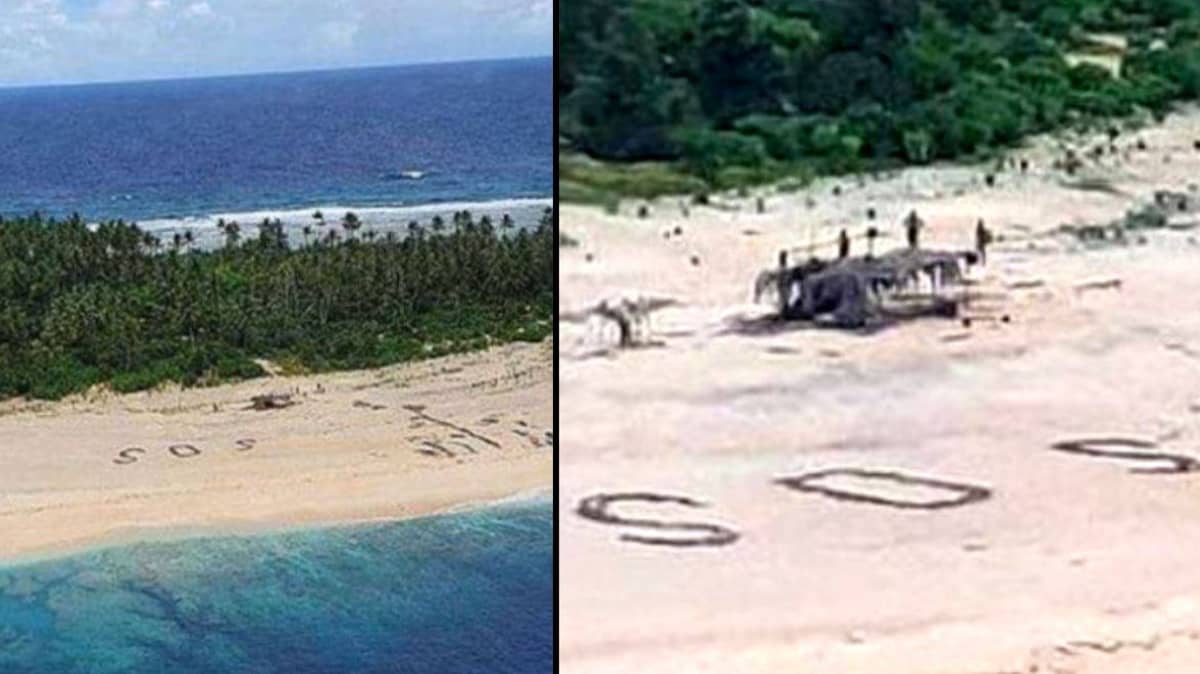 Missing Men Rescued From Desert Island After Writing Sos In Sand Ladbible 