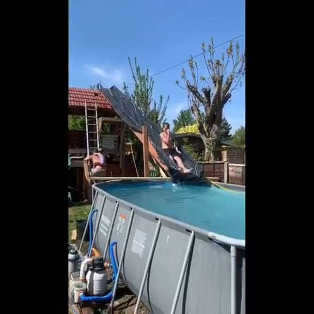 Builder Dad Constructs Water Park In His Back Garden During Lockdown Ladbible