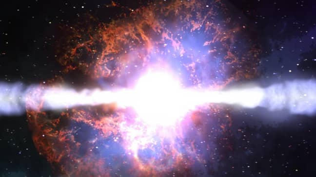 Artistieke impressie van een hypernova-explosie.  tegoed: NASA